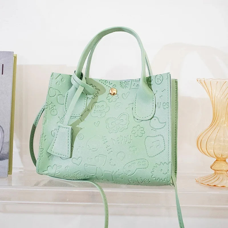Women's Handbags Ladies PU Leather Shoulder Bag Female Brand Embossed Korean Trends Handbags Women Soft Felt Crossbody Bags