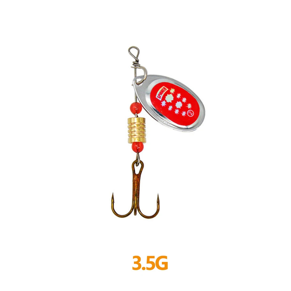 1Pcs 3G 3.5G 4.5G Spinner Lures Rotating Spinners Spoon Hard Bait Pike Metal With Treble Hooks Fishing Lure Pesca Tackle