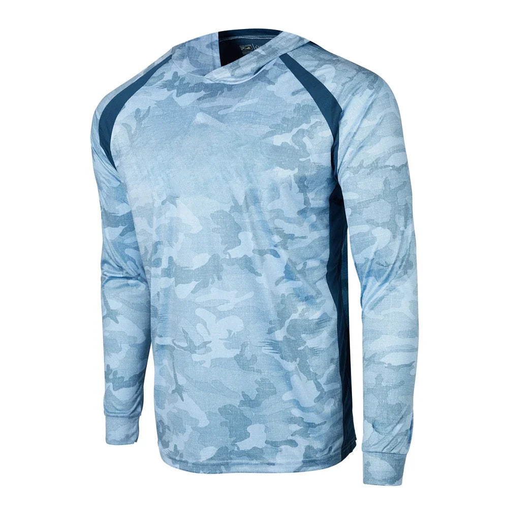 Fishing Apparel Summer Outdoor Men Long Sleeve T Shirt Fish Shirt Sun Protection Breathable Hooded Angling Clothing