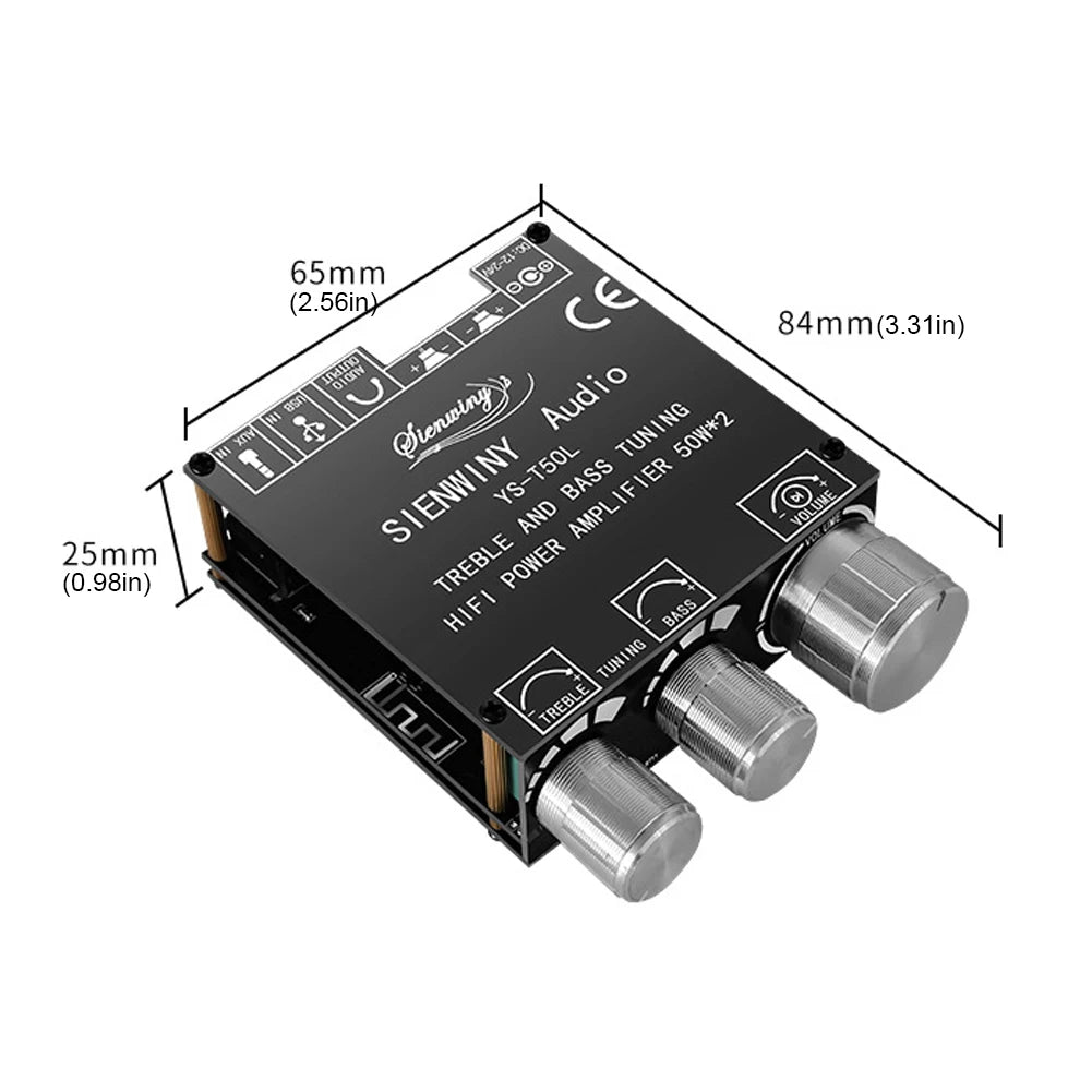 YS-T50L Stereo Audio Amplifier APP Control Bluetooth-Compatible 5.1 Bluetooth-Compatible Amp 50W*2 Home Sound Systems Supporting