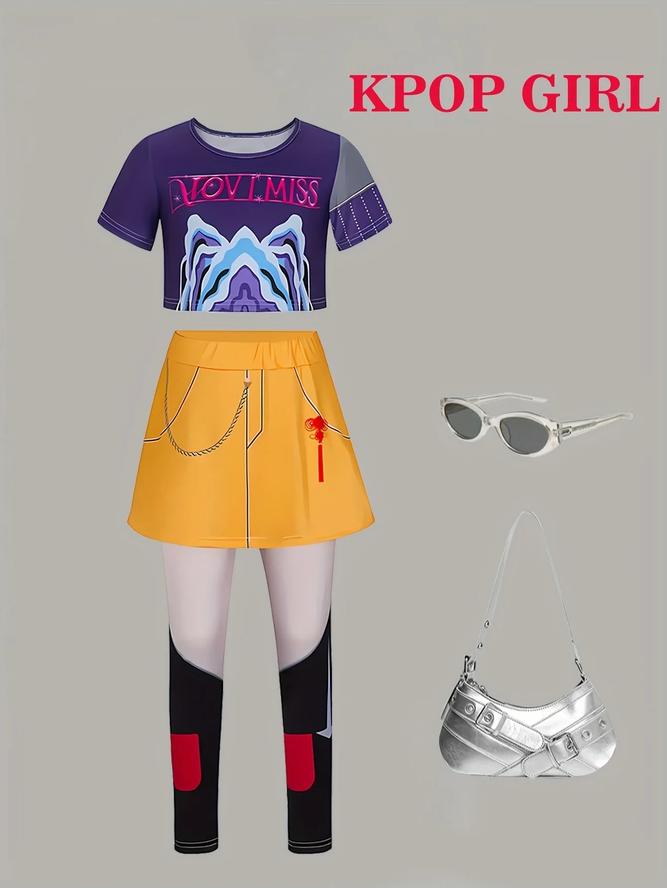 Children's Clothing for Girls, Stage Outfit, Kids' Printed Set, Fashionable Short Top and Skirt-Pants Two-Piece Set for Girls, Suitable for Children Aged 3 to 10, Performance Clothing