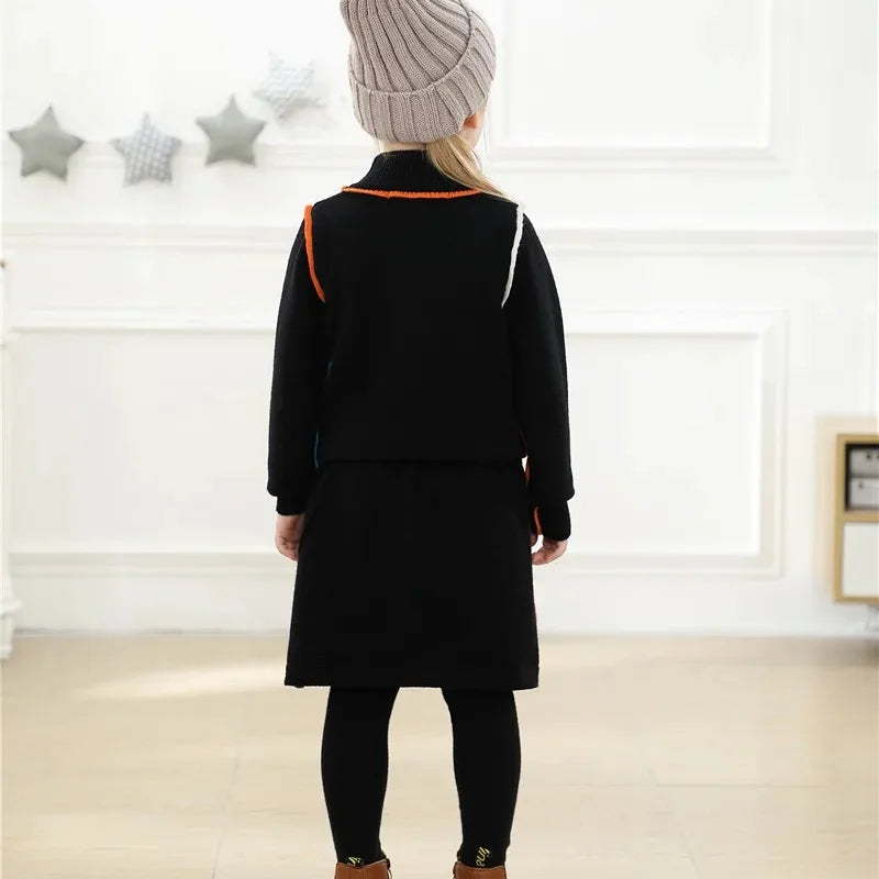 Children Girls Knitted Clothes Knit Skrit Teenagers Autumn Winter Boutique Kids Knitting Clothing Camo Black Skirts