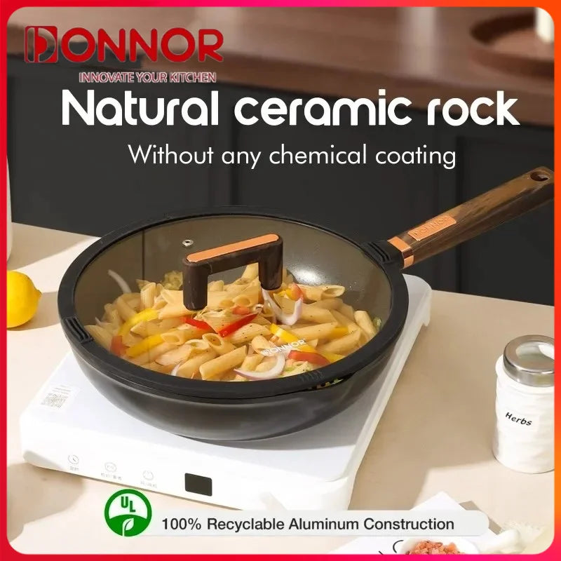 DONNOR Non-stick Frying Pan Soup Pot Wok Omelette Pans Cooking Pot Cookware for Gas Stove and Induction Cooker Home Accessories