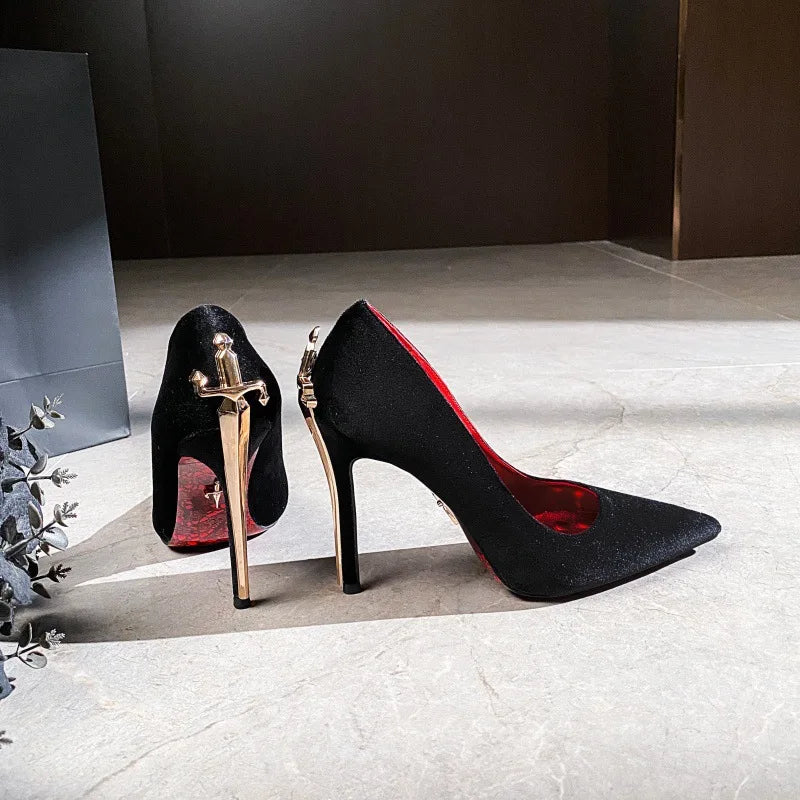 Women's Metal Decoration Pointed Toe High Heel Shoes
