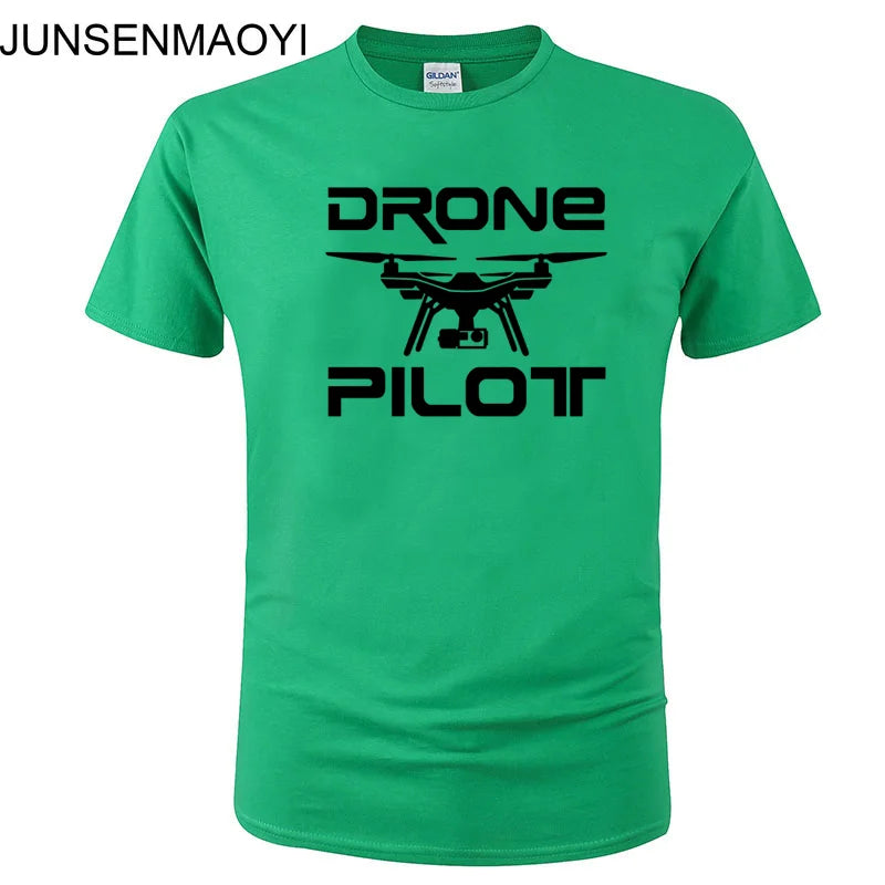 2025 New DRONE PILOTUAV Funny Printed T Shirt Summer Casual Cotton Short Sleeve O-Neck Men Clothing Brand Tee Plus Size XS-XXXL