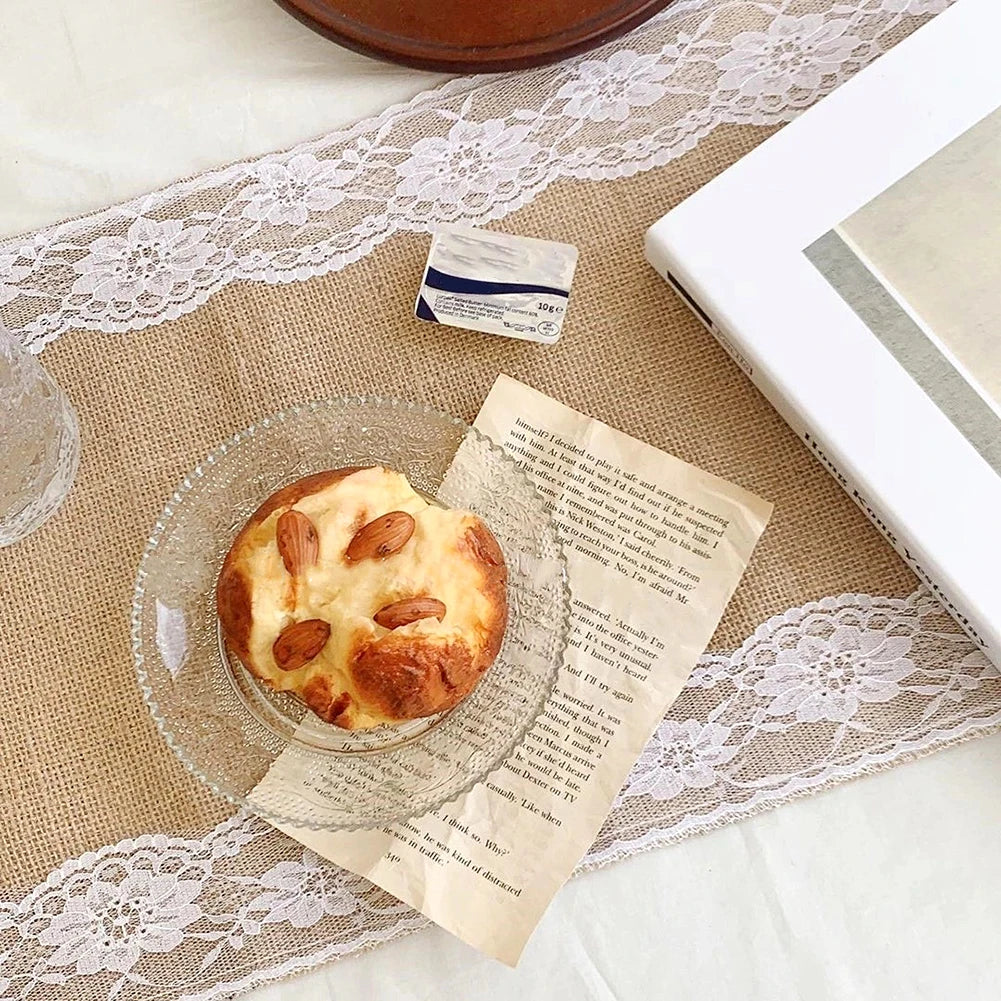 Cafe Cake Snack Glass Plate High-value Vintage Clear Glass Embossed Dinner Plates Reusable Home Kitchen Party DIY Dessert Plate