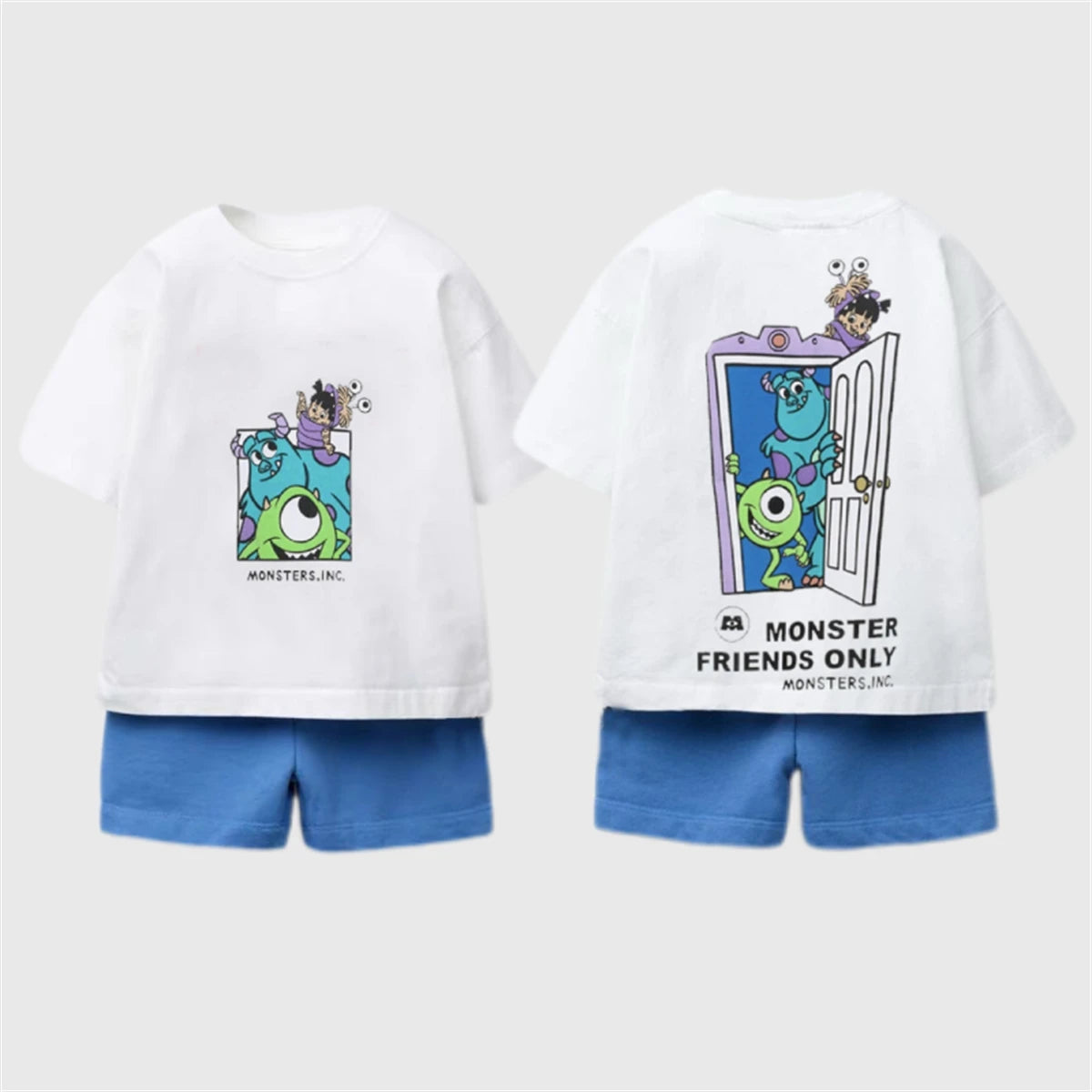 Kids Short-sleeved Outfits 1-7Age Boys Girls Lovely Tshirt +Shorts Two Piece Set Toddler Girls New Cartoon Clothing Outfits