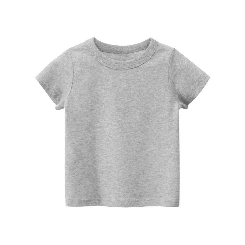 1-7 Years Kid Baby Clothing Boys Girls T-shirt Summer Solid Color Short Sleeve Round Neck Tops Kids Clothing