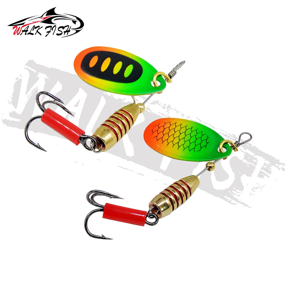WALK FISH Spinner Lures 5.9cm 5g Rotating Spinners Spoon Hard Bait Pike Metal With Treble Hooks Fishing Lure Pesca Tackle