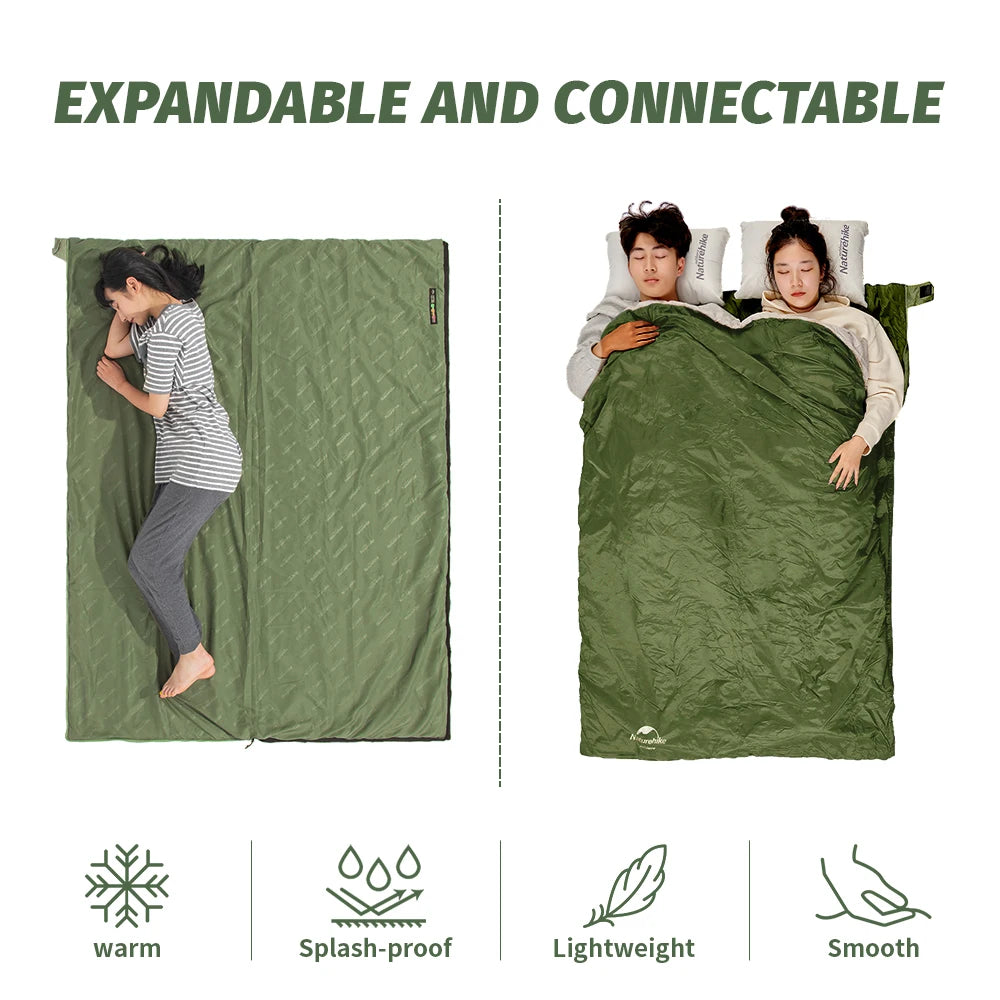 Naturehike 2026 New Camping Sleeping Bag Waterproof Ultralight 3 Season Sleeping Quilt Splicing Travel Large Sleeping Bags