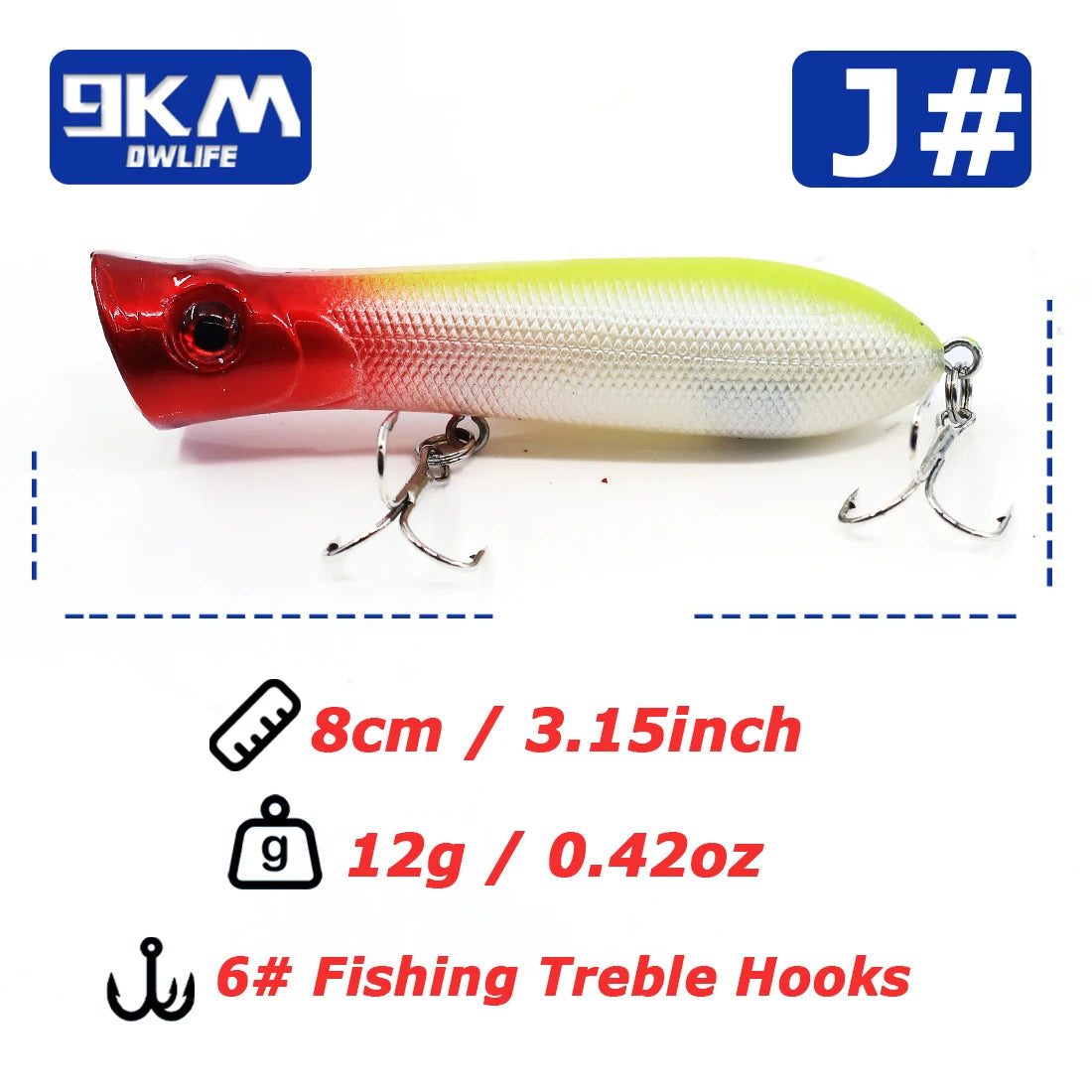 8cm 12g Topwater Popper Fishing Lure Saltwater Surface Casting Bait Freshwater Bass Trout Catfish Striper Tuna Large Predator