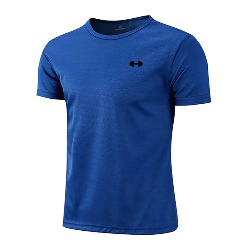 Mens Casual Running T-Shirts Summer Breathable Mesh Quick Dry Shirts Fitness Short Sleeve Sportswear Gym Bodybuilding Clothing