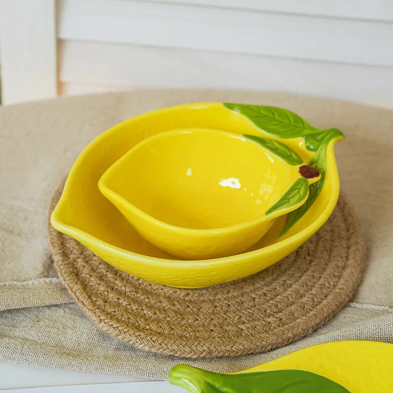 Cartoon Lemon Shaped Ceramic Sauce Dish Tableware Creative Fruit Sushi Dessert Cake Plates High Aesthetic Breakfast Dishes