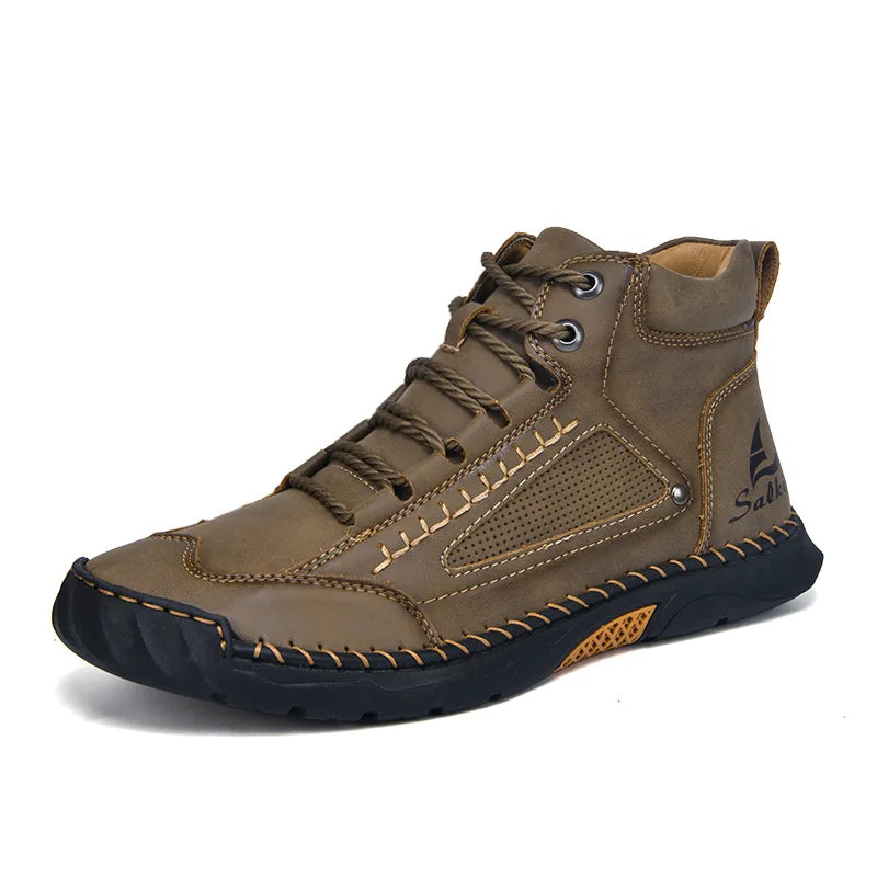 Hot Sale 2025 Handmade Men Boots Design Sneakers Ankle Boots Fall Breathable Man Outdoor Casual Leather Men Plus-size Shoes