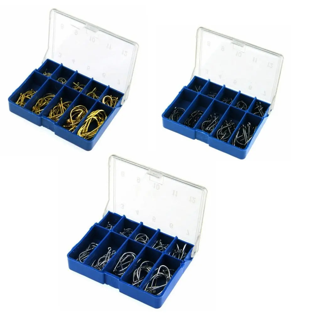 100PCS #3-#12 Fishhook Barbed Hooks Silver Black Gold High Carbon Steel Freshwater Fishing Hooks Sharp Jigging Carp Fishhooks