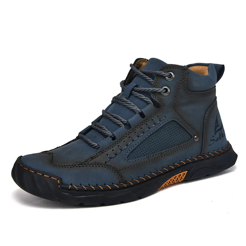 Hot Sale 2025 Handmade Men Boots Design Sneakers Ankle Boots Fall Breathable Man Outdoor Casual Leather Men Plus-size Shoes