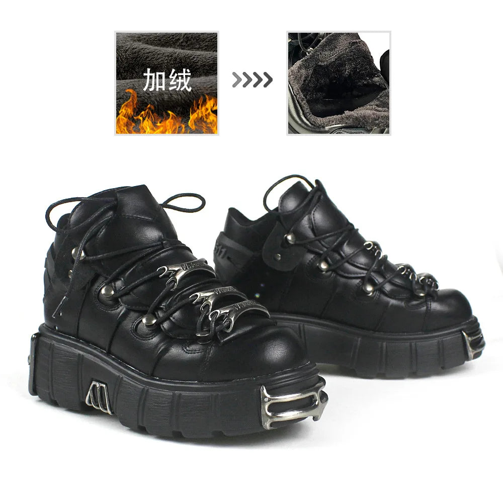 New Men's and Women's Fashion Increased Punk Boots High-quality Couple Breathable Lace-up Non-slip Casual Shoes Women's Shoes