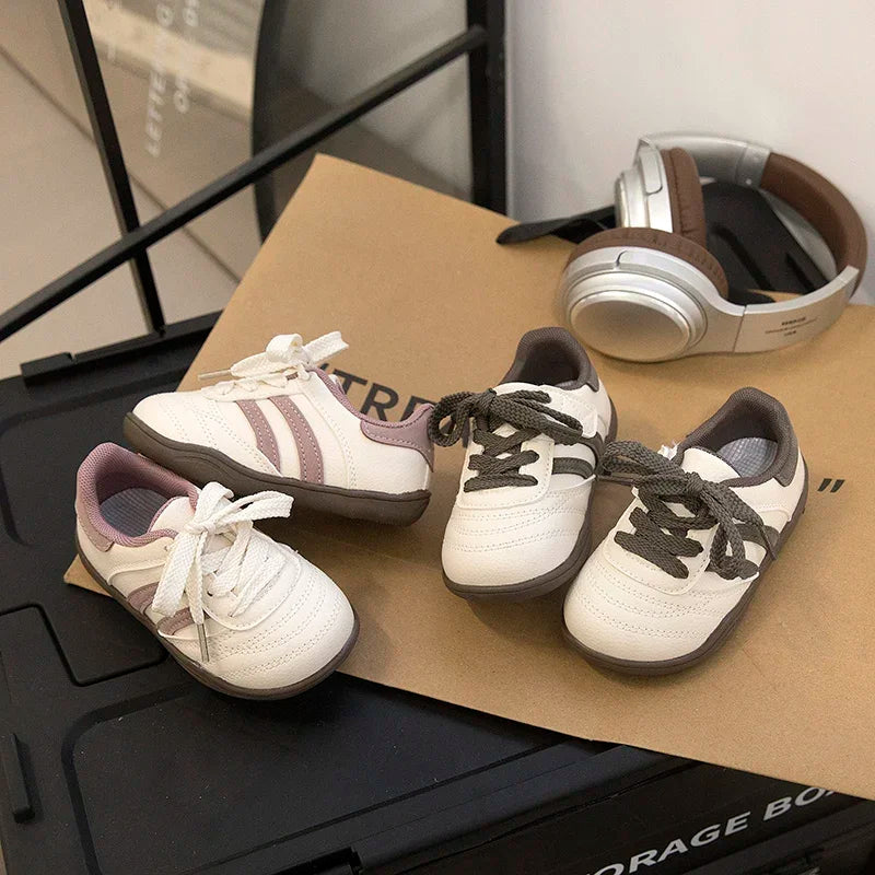 Kids Sports Shoes Toes Capped Anti-kicked Boys Girls Casual Shoes Striped Trendy 2025 New Fashion Children Running Shoe Non-slip