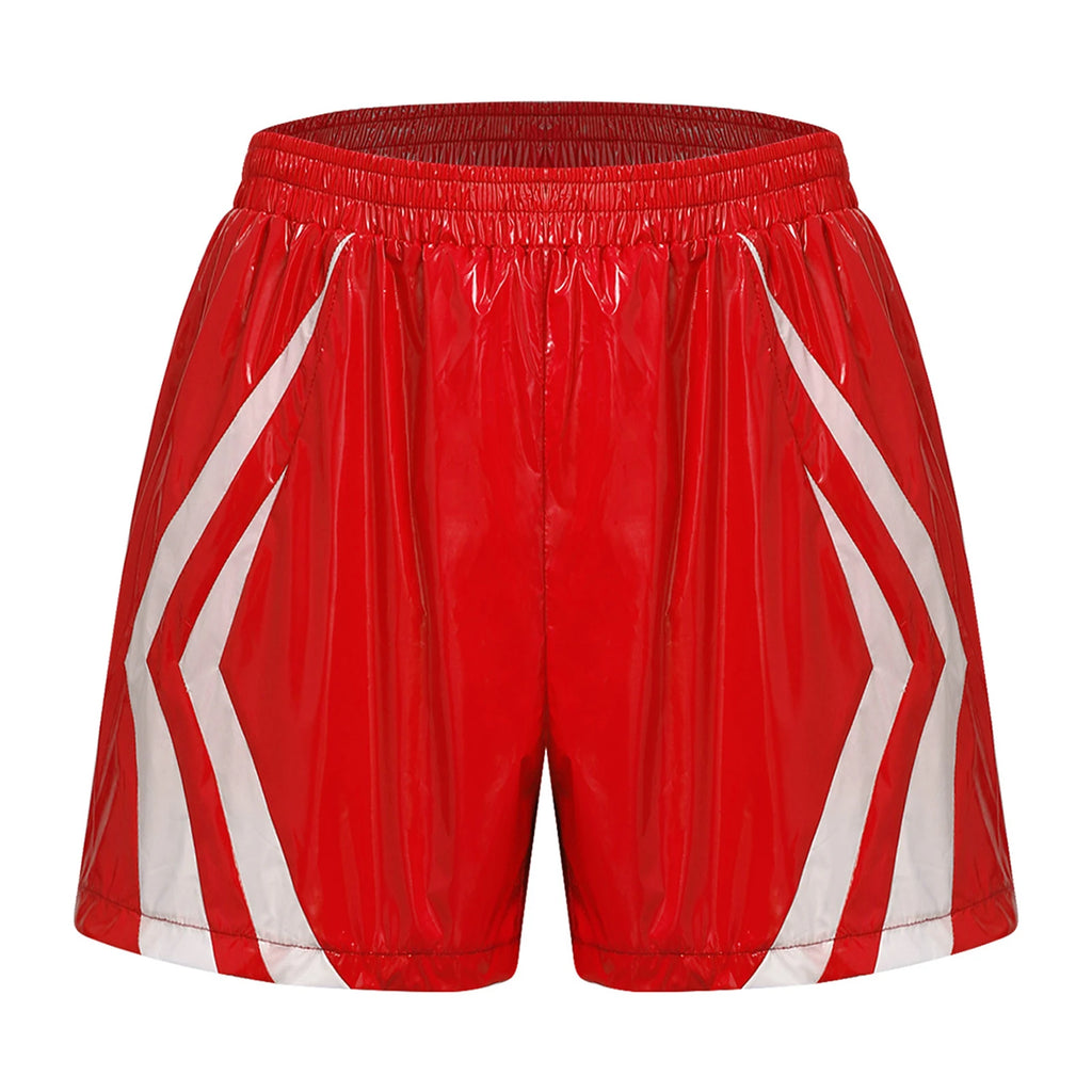 Swimwear Mens Wet Look Athletic Running Swim Shorts Athletic Beach Swimming Trunks with Pockets Stripes Elastic Waistband Shorts