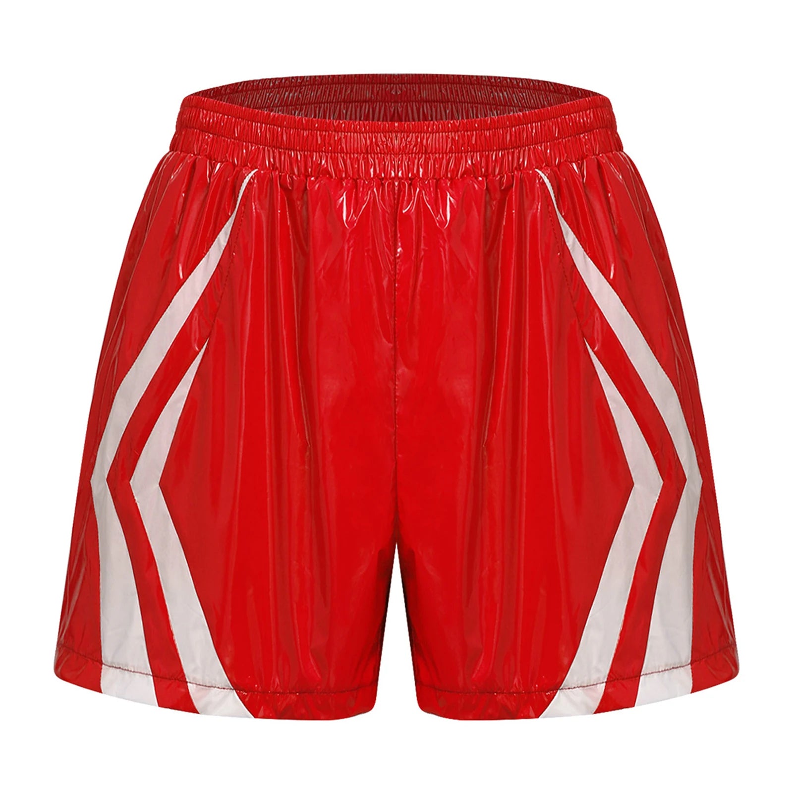Swimwear Mens Wet Look Athletic Running Swim Shorts Athletic Beach Swimming Trunks with Pockets Stripes Elastic Waistband Shorts