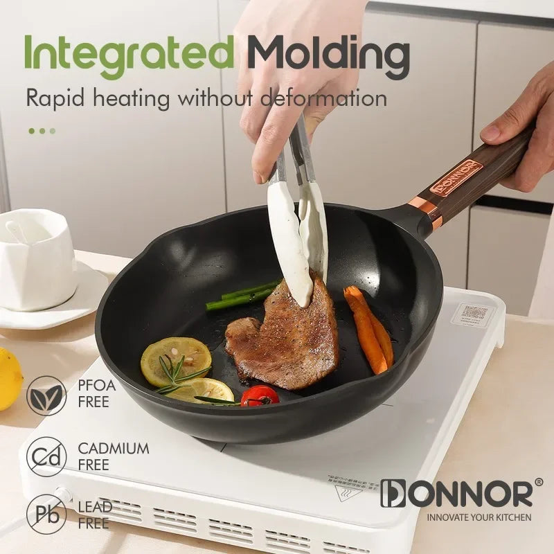 DONNOR Non-stick Frying Pan Soup Pot Wok Omelette Pans Cooking Pot Cookware for Gas Stove and Induction Cooker Home Accessories