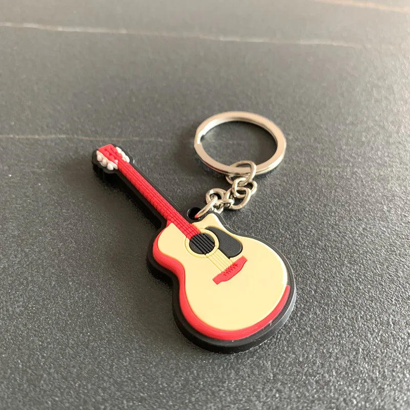 New Musical Instrument Silicone Guitar Pvc Soft Keychain Cartoon Small Gift Pendant K5156