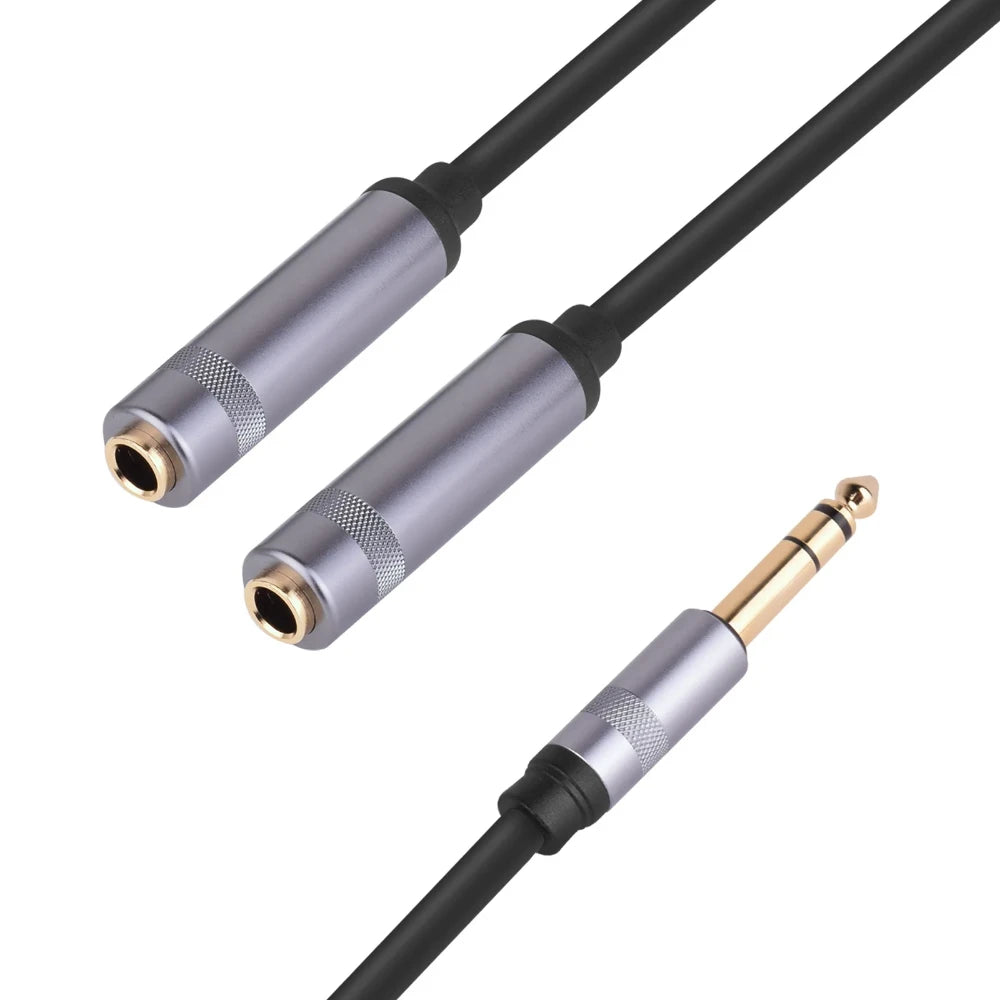 Stereo 3.5mm 1/8 TRS To Dual 6.5mm Y Splitter 6.35mm to 2x6.35mm Jack Adapter Audio Extension Cable for Amplifier Speaker Mixer