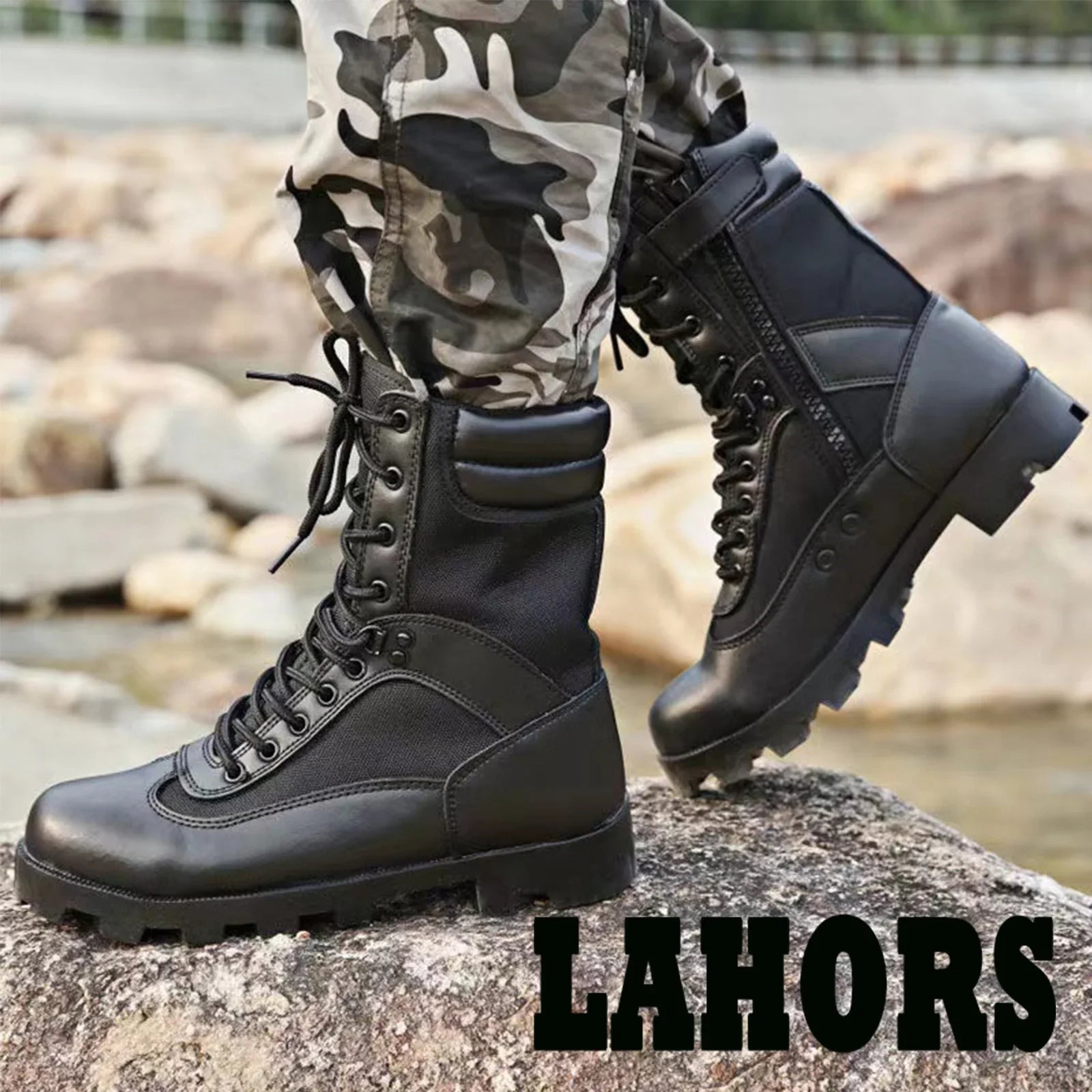 LAHORS® Leather Man Tactical Boots Sport Hiking Shoes Outdoor Ankle Desert Combat Boots Work Safety Shoes Botas Hombre