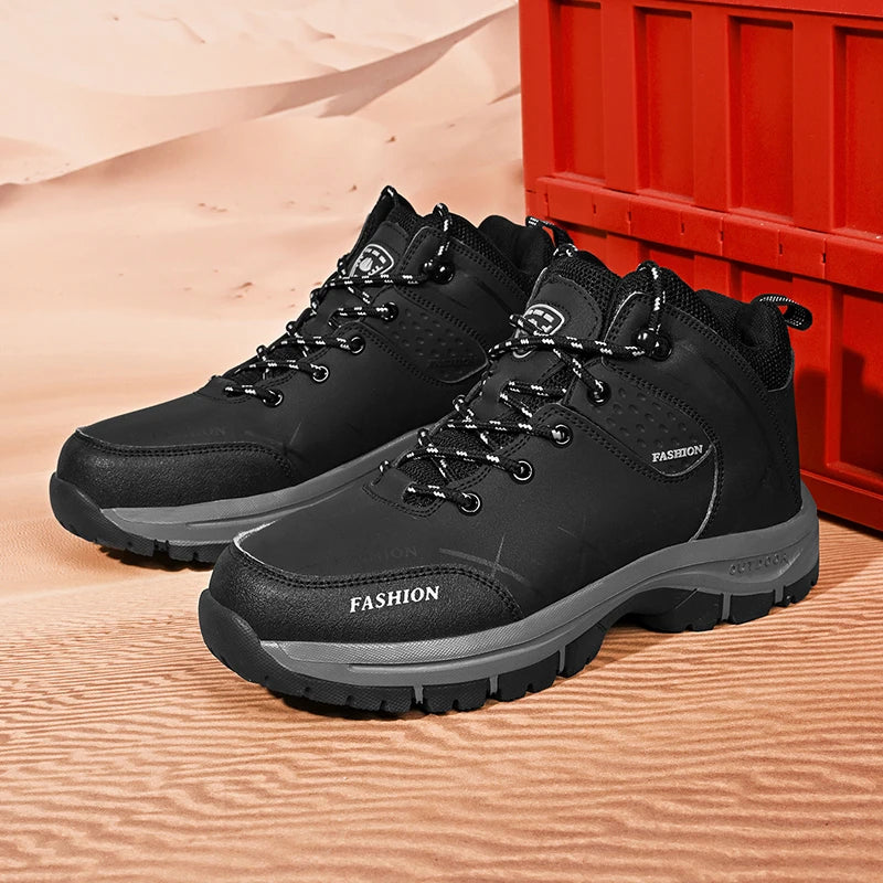 Men's Professional Outdoor Hiking Shoes, Mid-Top Ankle-Protecting Sports Running Shoes, Waterproof and Breathable Mountain Hiking Boots, Lightweight Off-Road Shoes