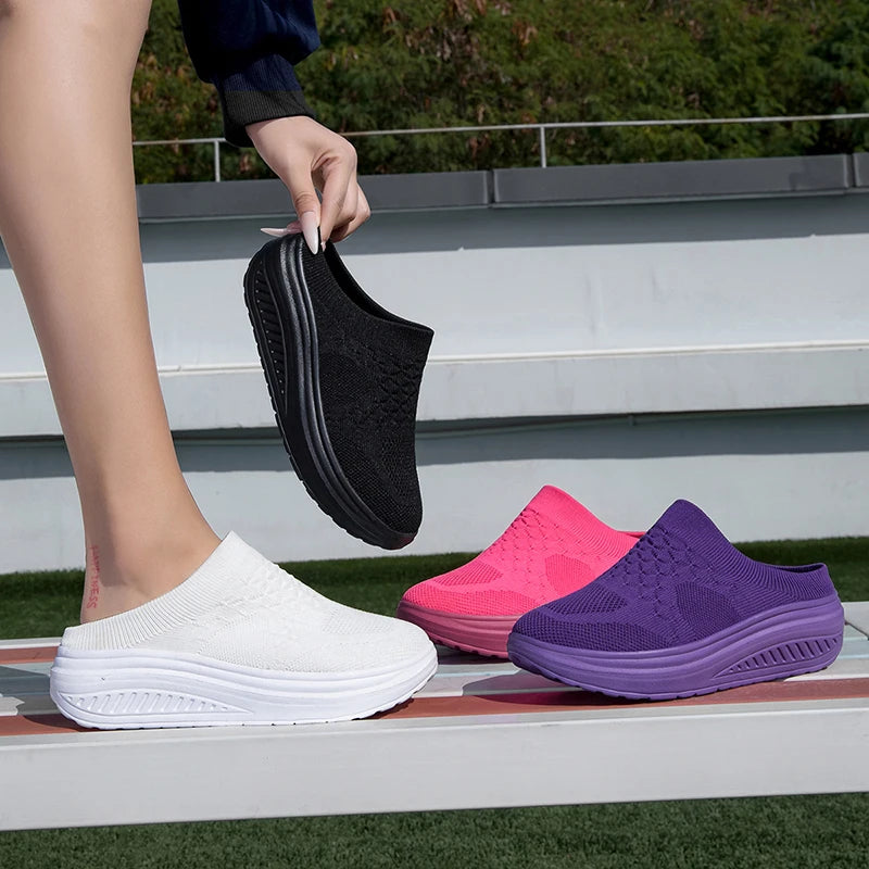 Womens Walking Loafers New Fashion Breathable Casual Slippers Sports Fitness Shoes Light Flat Shoes  Outdoor Non-Slip Women Shoe