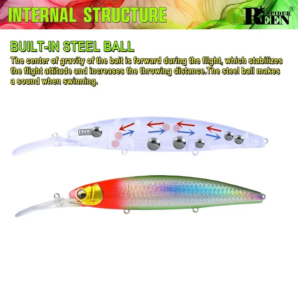 Ultra Long Casting Floating Wobbler Minnow Hard Bait 128mm 29g Flounder Sea Bass Saltwater Sea Fishing Lure Depth 0.8-5m