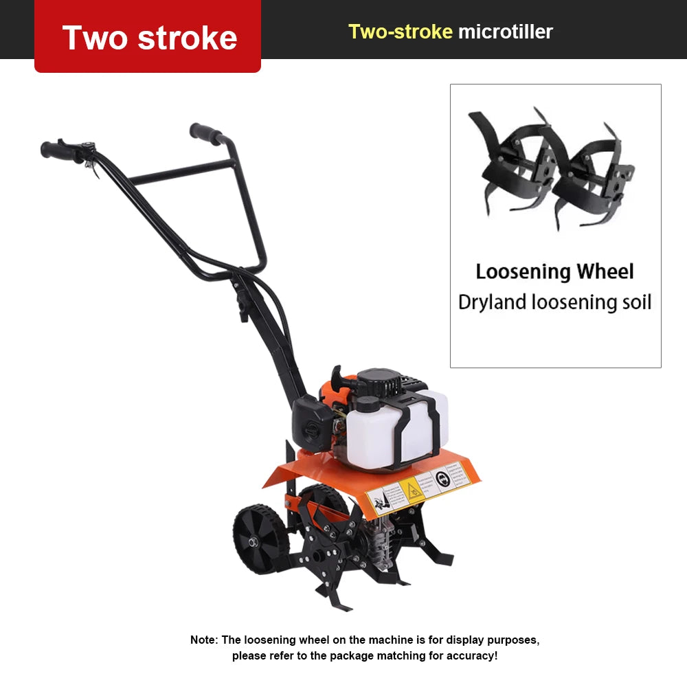 4-Stroke/2-Stroke Micro Tiller Gas-Powered Garden Cultivator Rototiller for Small Farm Land Soil Cultivation Weeding