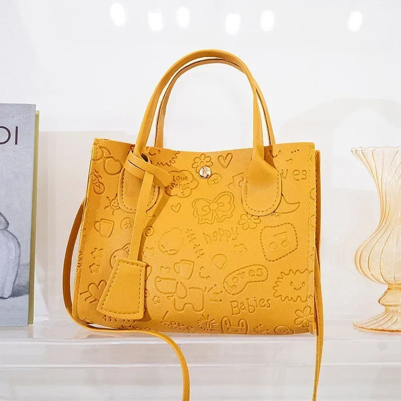 Women's Handbags Ladies PU Leather Shoulder Bag Female Brand Embossed Korean Trends Handbags Women Soft Felt Crossbody Bags