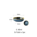 1Pcs Ceramic Dishes Steak Dessert Dinner Plate Blue Gradient Salad Soup Bowl Plates Tableware