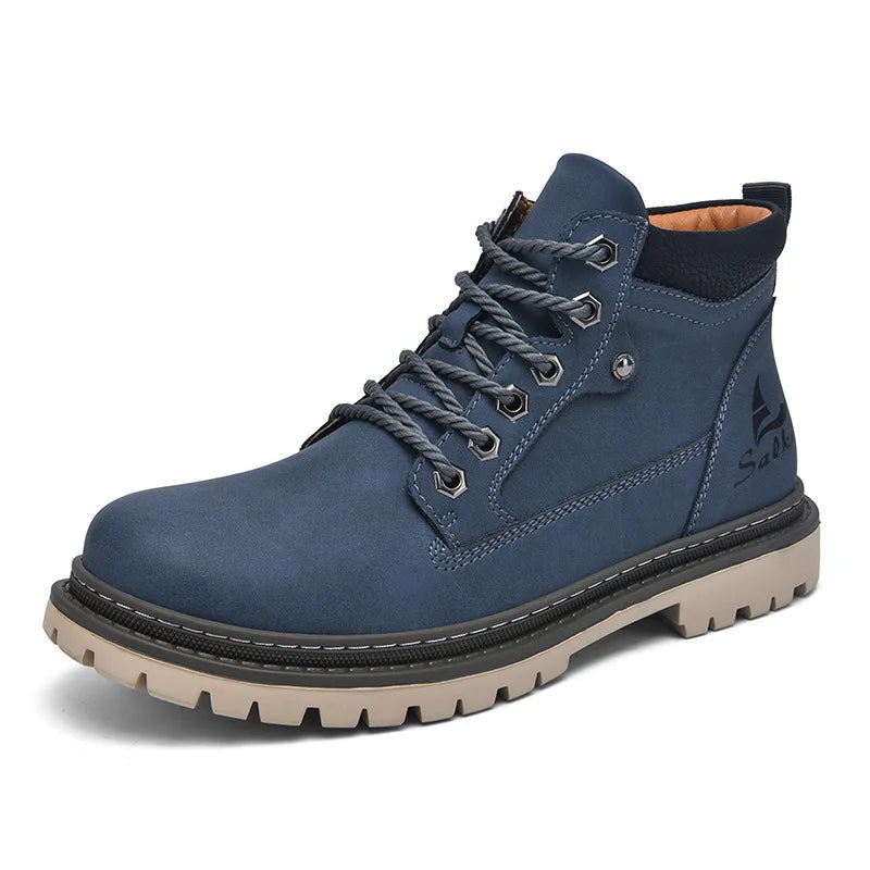 Handmade Men's Boots Outdoor Hiking Boots Lace Up Ankle Boots Autumn Leather Boot High Top Non-slip Men Shoes Botas Para Hombre