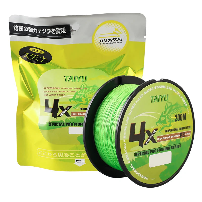 TAIYU 4 Strands 200M PE Braided Fishing Line 19LB-70LB Japan Durable Multifilament Fishing Line Super Smooth Carp Fishing Line