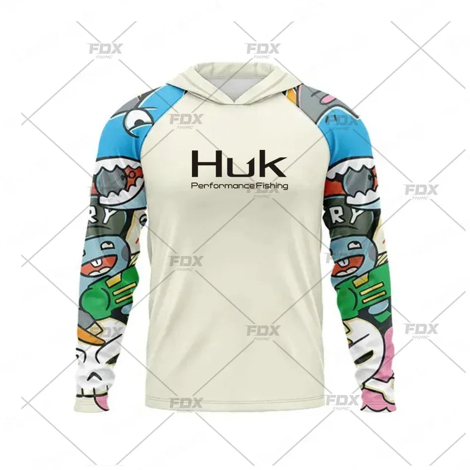 New Fishing Hoodie Huk Men Clothes Summer Breathable Long Sleeve Fishing Shirt Sun Protection Camouflage Fishing Shirts Tops