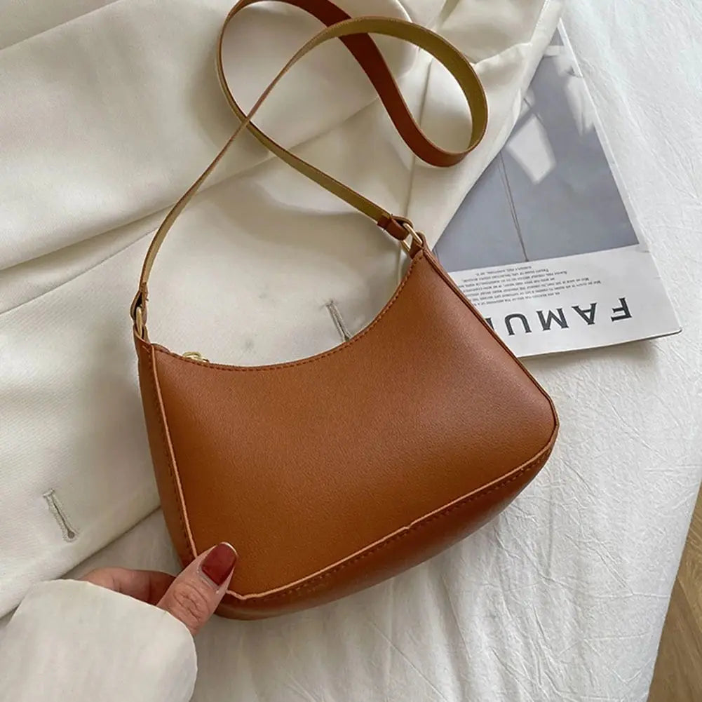 Women's Fashion Handbags Retro Solid Color PU Leather Shoulder Underarm Bag Casual Women Hobos Handbags sac à main femme