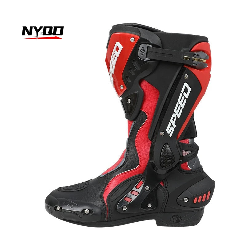 Men's High-Top Motorcycle Riding Boots All-Season Non-Slip Anti-Fall Motorbike Shoes Professional Road Racing Touring Equipment