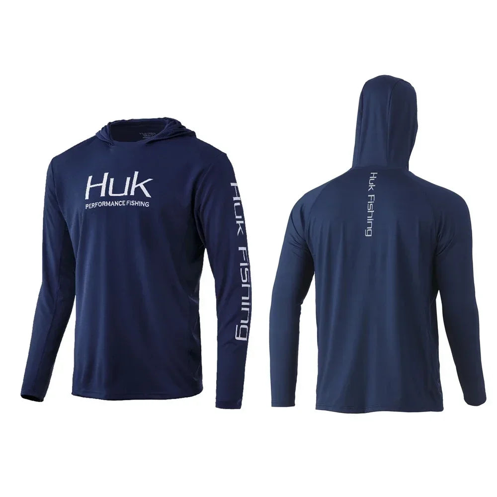 Huk Fishing Apparel Clothing Men Long Sleeve Fishing T-shirt Sun Protection Uv Breathable Hooded Angling Camisa De Pesca