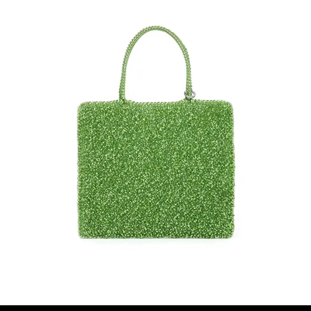 Women's handbag 2022 summer pure manual PVC woven shiny women's bag, Single Shoulder Messenger Bag