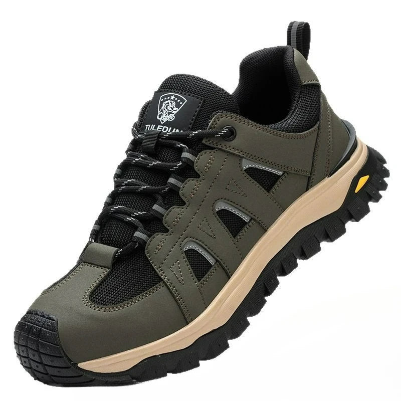 Men's Safety Boots Work Protective Shoes Anti-smash Anti-puncture Men Boots Outdoor Sneakers Non-slip Lace-up Steel Toe Shoes