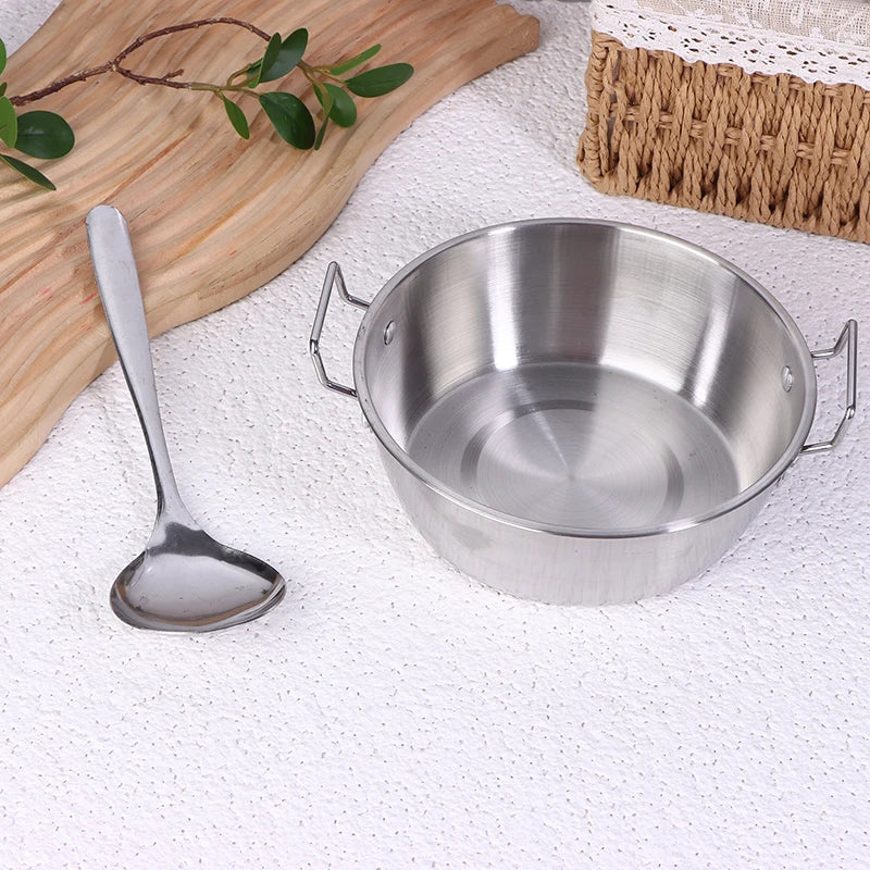 Stainless Steel Seafood Rice Pot Home Cooking Paella Pan Picnic Snack Plates Cookware Saucepan Dry Pots With Handle For Kitchen