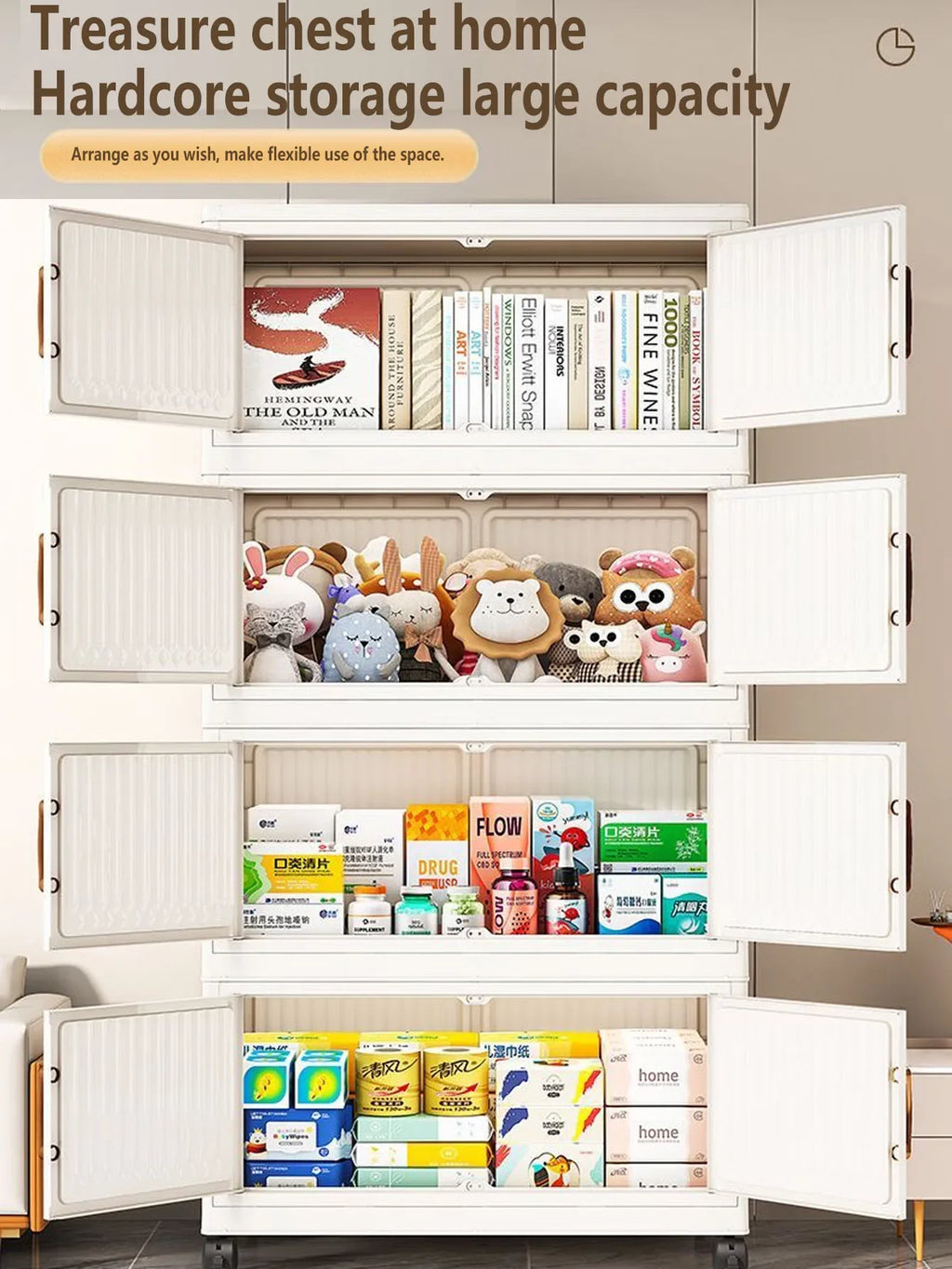 Home Bathroom Vanity Drawer Storage Cabinet Sundries Organizer for Bedroom Kitchen - Compact Utilitarian Furniture