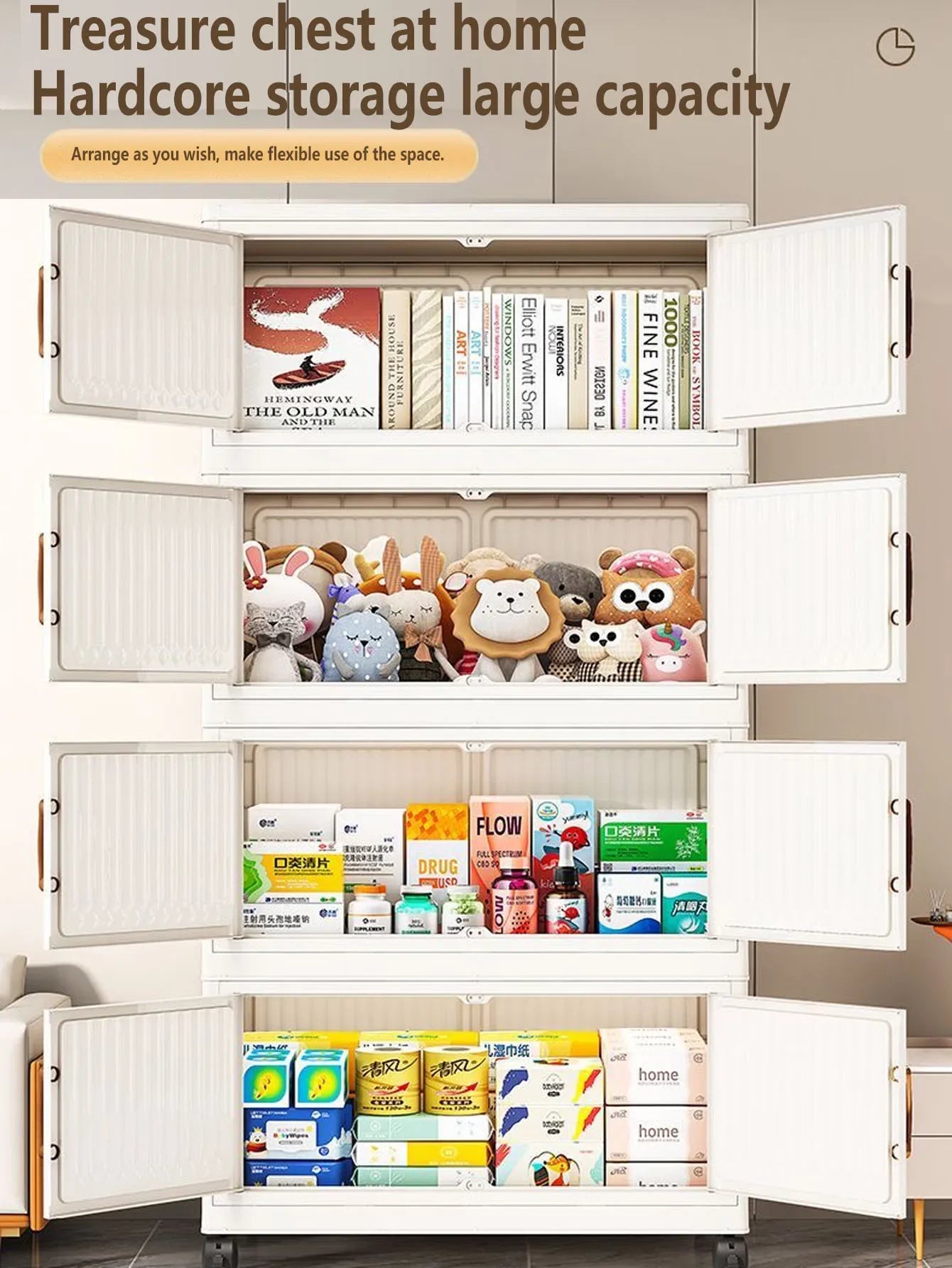 Home Bathroom Vanity Drawer Storage Cabinet Sundries Organizer for Bedroom Kitchen - Compact Utilitarian Furniture