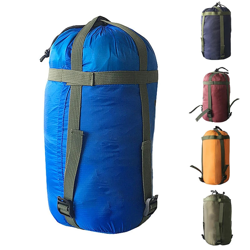 Waterproof Compression Sack Sleeping Bag Stuff Sack Ultralight Outdoor Camping Bag Storage Bags Pack 38*18cm Drawstring Design