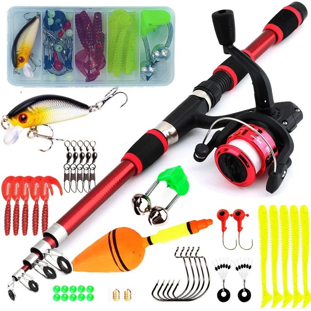 1.8M Length Spinning Fishing Rod 5.2:1 Gear Ratio 3BB Reel Telescopic Rod Max Drag 5kg Telescopic Design Fishing Kit