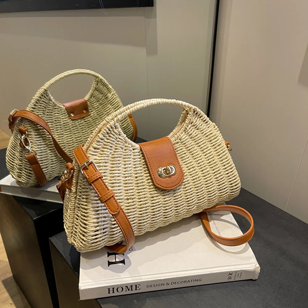Women Crossbody Bags Handmade Summer Woven Shell Hand-Woven Bag Fashion Holiday Casual Simple Elegant Lady Beach Purse