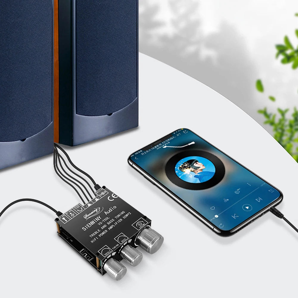 YS-T50L Stereo Audio Amplifier APP Control Bluetooth-Compatible 5.1 Bluetooth-Compatible Amp 50W*2 Home Sound Systems Supporting