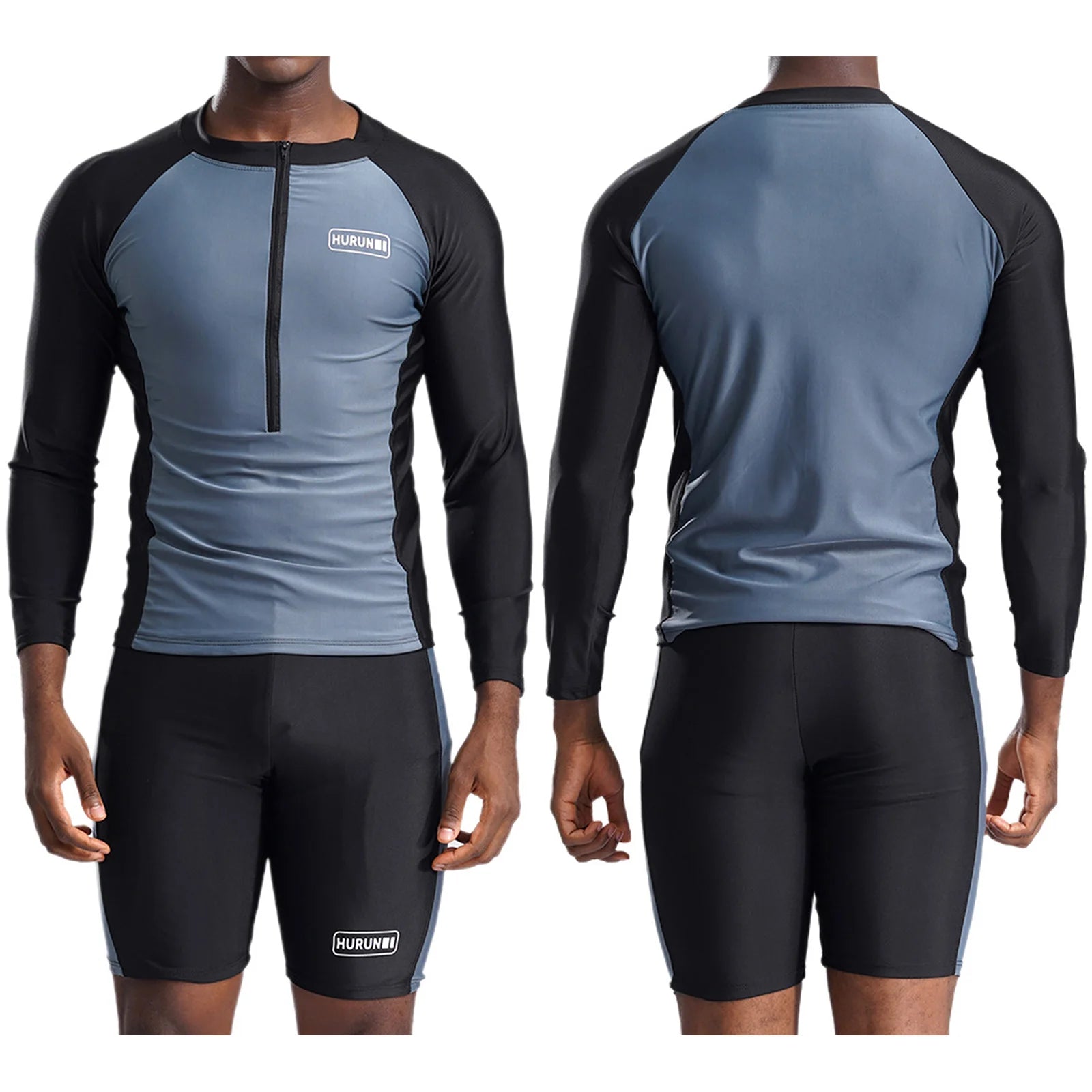 Mens Long-sleeved Snorkeling Suits Adult Two Piece Swimwear UPF 50+ Rash Guard Swimsuit Man Breathable Quick-drying Surfing Sets